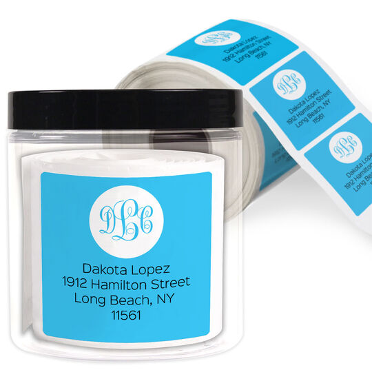 Pop of Color Monogram Square Address Labels